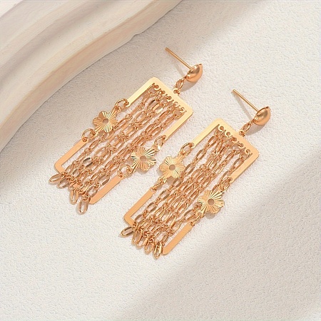 Geometric Brass Tassel Stud Earrings GB2596-2-1
