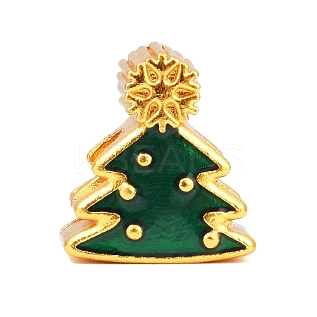 Christams Brass Enamel European Beads KK-F922-03B-G-1