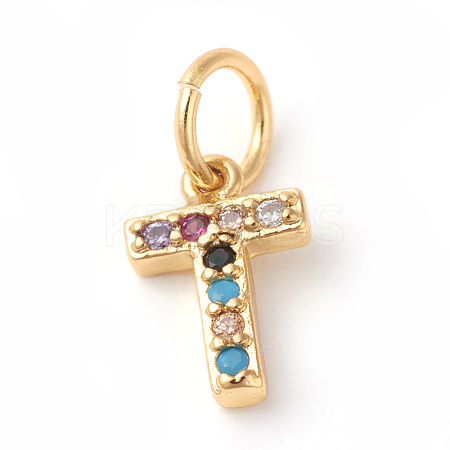 Brass Micro Pave Colorful Cubic Zirconia Charms ZIRC-F092-01-T-1