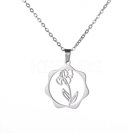 Non-Tarnish 304 Stainless Steel Pendant Necklaces PW-WG57218-04-1
