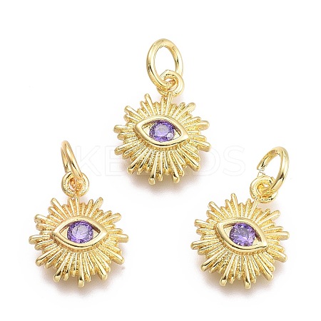 Brass Micro Pave Cubic Zirconia Pendants KK-P187-16E-G-1
