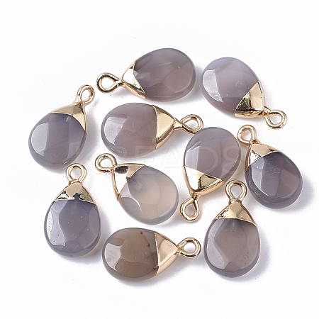 Natural Grey Agate Pendants G-S359-017C-1