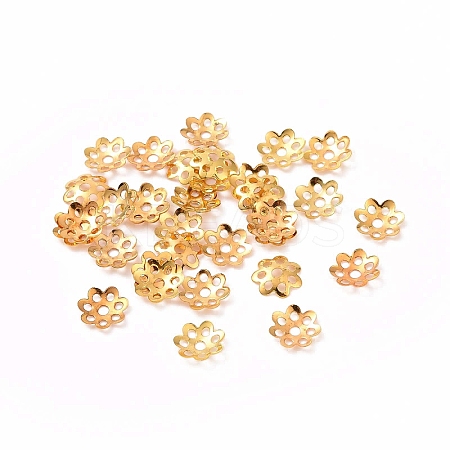 Brass Bead Caps KK-G319-03G-RS-1