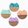 Transparent Resin & Walnut Wood Pendants X-RESI-S389-001A-B-1