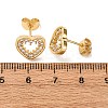 Brass Micro Pave Clear Cubic Zirconia Heart Stud Earrings EJEW-K267-29G-5