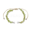 Natural Peridot Chip Nylon Braided Beaded Bracelet Making AJEW-JB01296-02-1