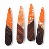 Transparent Resin & Walnut Wood Pendants RESI-N039-69G-1