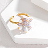 304 Stainless Steel Cuff Rings with Glass Crystal RJEW-V010-02G-1