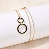 304 Stainless Steel Jet Rhinestone Double Rings Pendant Necklaces NJEW-V001-04G-2