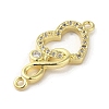 Rack Plating Brass Micro Pave Clear Cubic Zirconia Heart Infinity Connector Charms KK-C052-42A-G-2