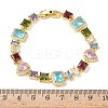 Brass Micro Pave Colorful Cubic Zirconia Rectangle & Square & Teardrop Link Chain Bracelets for Women BJEW-G764-07G-5