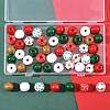 50Pcs 7 Colors Christmas Spray Painted Wood European Beads WOOD-FS0002-43-7