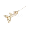 Alloy Crystal Rhinestone & Glass Whale Tail Brooch Pins with ABS Pearl for Clothes Backpack JEWB-T005-04KCG-2