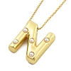 Brass & Plastic Pearl Letter Pendant Box Chain Necklaces for Women LS-NJEW-U017-01G-14-2