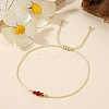Simple Casual Brass & Natural Red Agate Beads Braided Bracelets LM1536-3-3