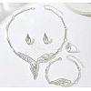 Wing Brass Crystal Rhinestone Pendant Necklaces & Stud Earrings & Link Bracelets & Rings Sets FS-WGB7F4A-02-1