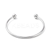 Non-Tarnish Screw End Ball 304 Stainless Steel Wire Open Cuff Bangle LS-BJEW-F435-02P-1