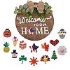 Natural MDF Board Door Hanging Decoration for Front Door Decoration HJEW-SZ0001-04-1