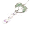 Wire Wrapped Natural Green Aventurine Heart with Tree of Life Pendant Decorations HJEW-K046-02P-07-4