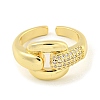 Brass Micro Pave Cubic Zirconia Open Cuff Ring AJEW-U003-06G-2