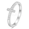 Cross Stainless Steel Micro Pave Clear Cubic Zirconia Finger Rings for Women FS-WG88B59-01-4