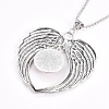 Zinc Alloy Angel Wing Heart Pendant Necklaces NJEW-G328-A01-4