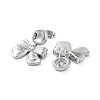 Bowknot Brass Dangle Stud Earrings EJEW-Q811-13G-2