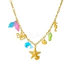 Ocean 304 Stainless Steel & Plastic Starfish Sea Horse Fish Pendant Necklaces for Women NJEW-G180-04G-2