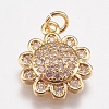 Brass Micro Pave Cubic Zirconia Charms ZIRC-E147-34G-1