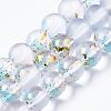 Frosted Spray Painted Glass Beads Strands X-GLAA-N035-03C-C07-1