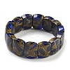 Synthetic Rectangle Gold Clinquant Stone Stretch Bracekets G-P549-01-2