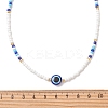 Resin Evil Eye & Glass Seed Beaded Necklaces for Women NJEW-MZ00152-02-4