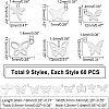 540Pcs 9 Style 201 Stainless Steel Charms STAS-UN0024-19-4