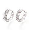 Brass Micro Pave Clear Cubic Zirconia Hoop Earrings EJEW-T048-45P-1