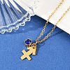 304 Stainless Steel Glass Drill Birth Stone Constellation Pendant Necklaces LS-STAS-D305-08G-I-5