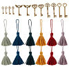 24Pcs 12 Colors Polycotton Tassel Pendants Hanging with Tibetan style Alloy Pendant FIND-GO0002-85-1