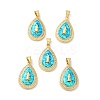Rack Plating Brass Micro Pave Cubic Zirconia with Synthetic Opal Pendants KK-D088-31G-1