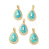Rack Plating Brass Micro Pave Cubic Zirconia with Synthetic Opal Pendants KK-D088-31G-1