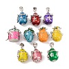 Platinum Color Brass Prayer Box Pendants KK-G189-M3-1