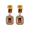 Ion Plating(IP) 304 Stainless Steel Micro Pave Cubic Zirconia Dangle Stud Earrings EJEW-H018-04G-02-1