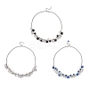 3Pcs 3 Colors Round Glass Beaded Bib 304 Stainless Steel Rolo Chain Necklaces NJEW-JN05359-2