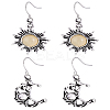 2 Pairs Sun & Moon Glass Asymmetrical Earrings EJEW-LP0001-16-1