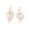 Grade AA Natural Cultured Freshwater Pearl Connector Charms with Golden Tone Alloy Slices PALLOY-JF01996-01-1