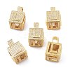 Alphabet Brass Micro Pave Clear Cubic Zirconia Pendants ZIRC-O045-01G-L-1