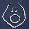 Plastic Imitation Pearl Round Beads Bracelets & Dangle Earrings & Necklaces Sets for Women FS-WG77A0B-01-3