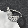 Brass Micro Pave Cubic Zirconia Cuff Rings for Women RJEW-D322-05P-3
