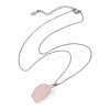 Natural Rose Quartz Nugget Pendant Necklaces NJEW-JN04507-02-5