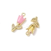 Brass Micro Pave Clear Cubic Zirconia and Enamel Charms KK-A300-22G-04-2
