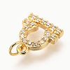 Brass Micro Pave Clear Cubic Zirconia Charms ZIRC-O036-30G-I-3