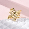 Brass Micro Pave Clear Cubic Zirconia Cuff Rings for Women RJEW-H248-01G-02-1